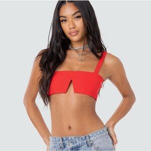 Edikted Red Sleeveless Crop Tank Top